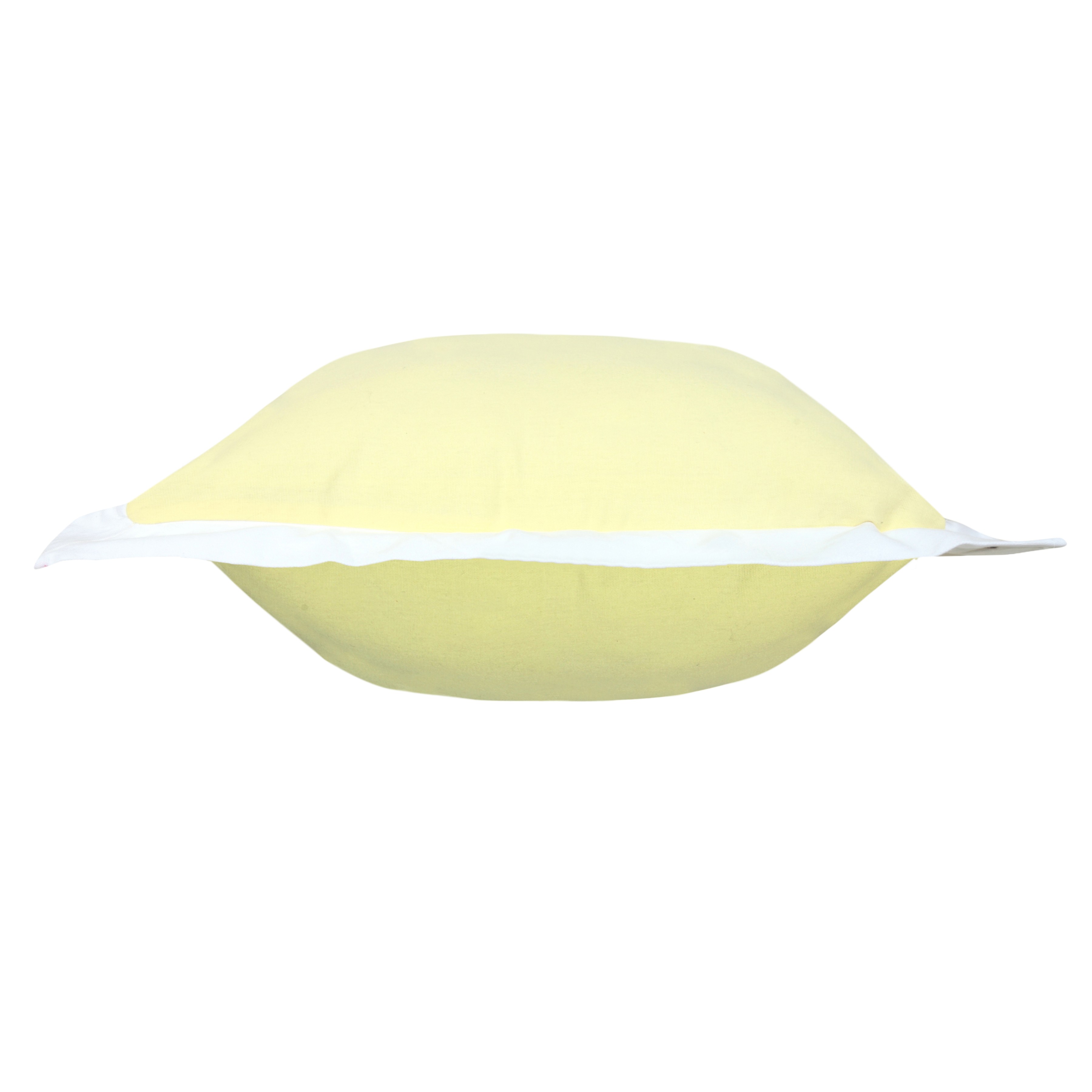 Harlow Hill Finn 20" x 20" Bordered Cotton Adult Decorative Feather Filled Pillow, Yellow/Off White