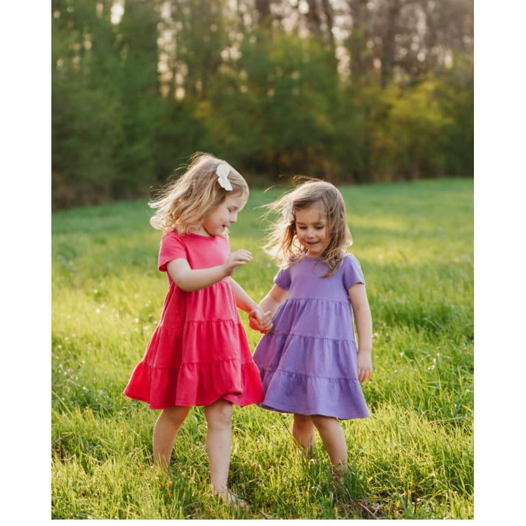 Made in USA Girls Soft Cotton Jersey Short Sleeve Tiered Dress | Black -  Walmart.com