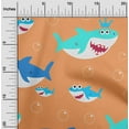 thumbnail image 2 of oneOone Velours Pêche Pâle Tissu Imprimé Requin Matière de Robe pour Enfants Tissu Imprimé Tissu au Mètre 58 Pouces de Large, 2 of 4