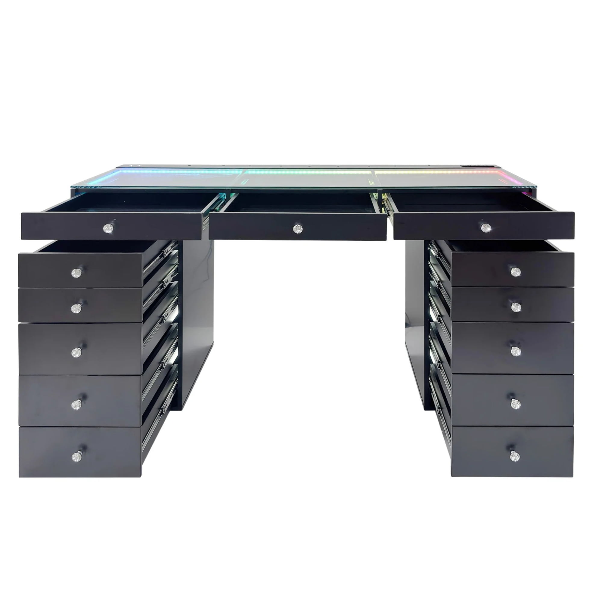 Impressions Vanity SlayStation Radiant Pro 2.0 Vanity Table with RGB Light, Clear View Glass TableTop