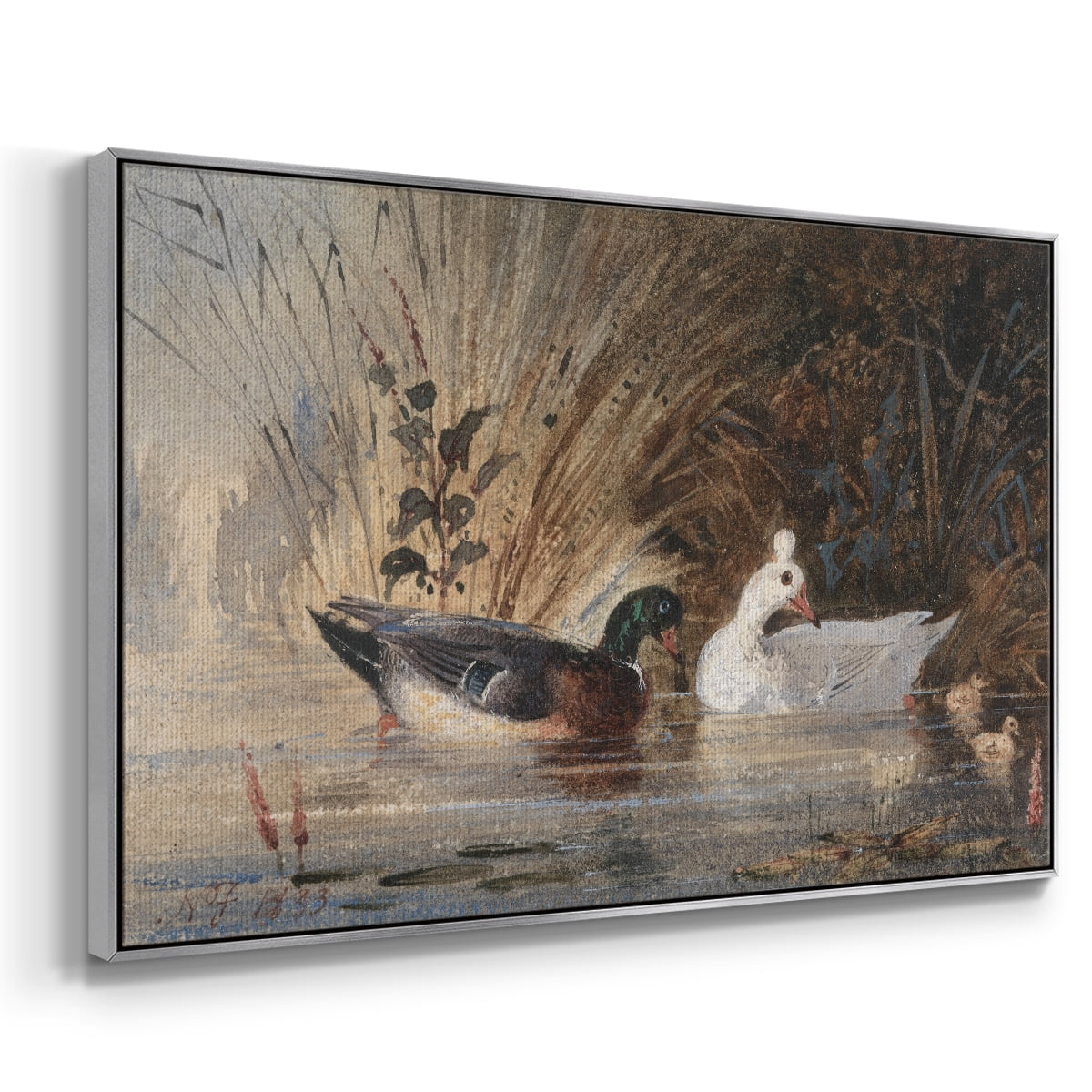 Vintage Animal Print-XVIII By Wexford Home Framed in Silver Wood Gallery Wrapped Canvas 27 in. x 41 in.