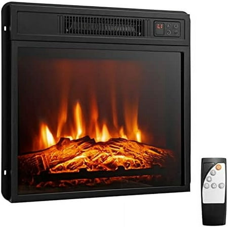 

HBLUKDL 18 Inches Electric Fireplace Insert Recessed 1400 W Electric Fireplace w/Adjustable Flame & Heat Built-in Timer & Thermostat Control Panel & Remote and Overheat Pro