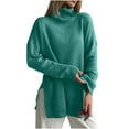 thumbnail image 2 of Qetyuw Solid Color Turtleneck Sweaters for Women Oversized Drop Shoulder Long Sleeve Sweater Casual Chunky Jumper, 2 of 6