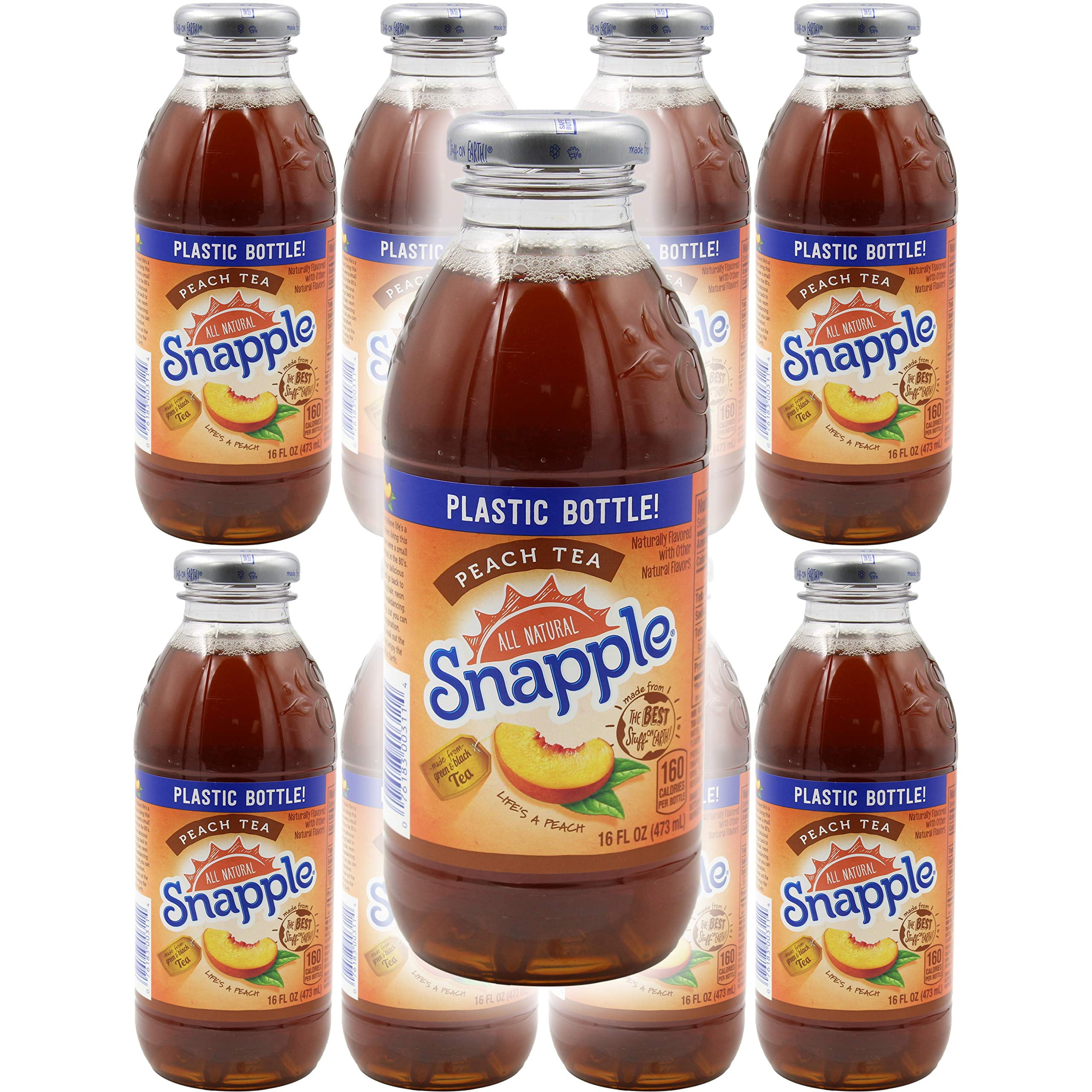 Snapple Peach Tea, All Natural, 16oz Bottle (Pack of 8, Total of 128 Fl Oz)