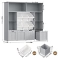 thumbnail image 7 of Hiphuta 49" Wide 4-Tier Toy Storage Organizer, Wood Kid Bookcase with 6 Boxes & 4 Removable Drawers, Bookshelf for Kids' Room, Classroom, Gray + White Boxes, 7 of 7