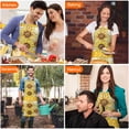 thumbnail image 4 of Yellow Dot Sunflower Bee Pattern Apron-Garden Aprons for Women with Pockets-Cotton Linen Waterproof Kitchen Cooking Gardening Aprons Adjustable for Kitchen,Cooking,BBQ and Salon 33x27 Inch, 4 of 7