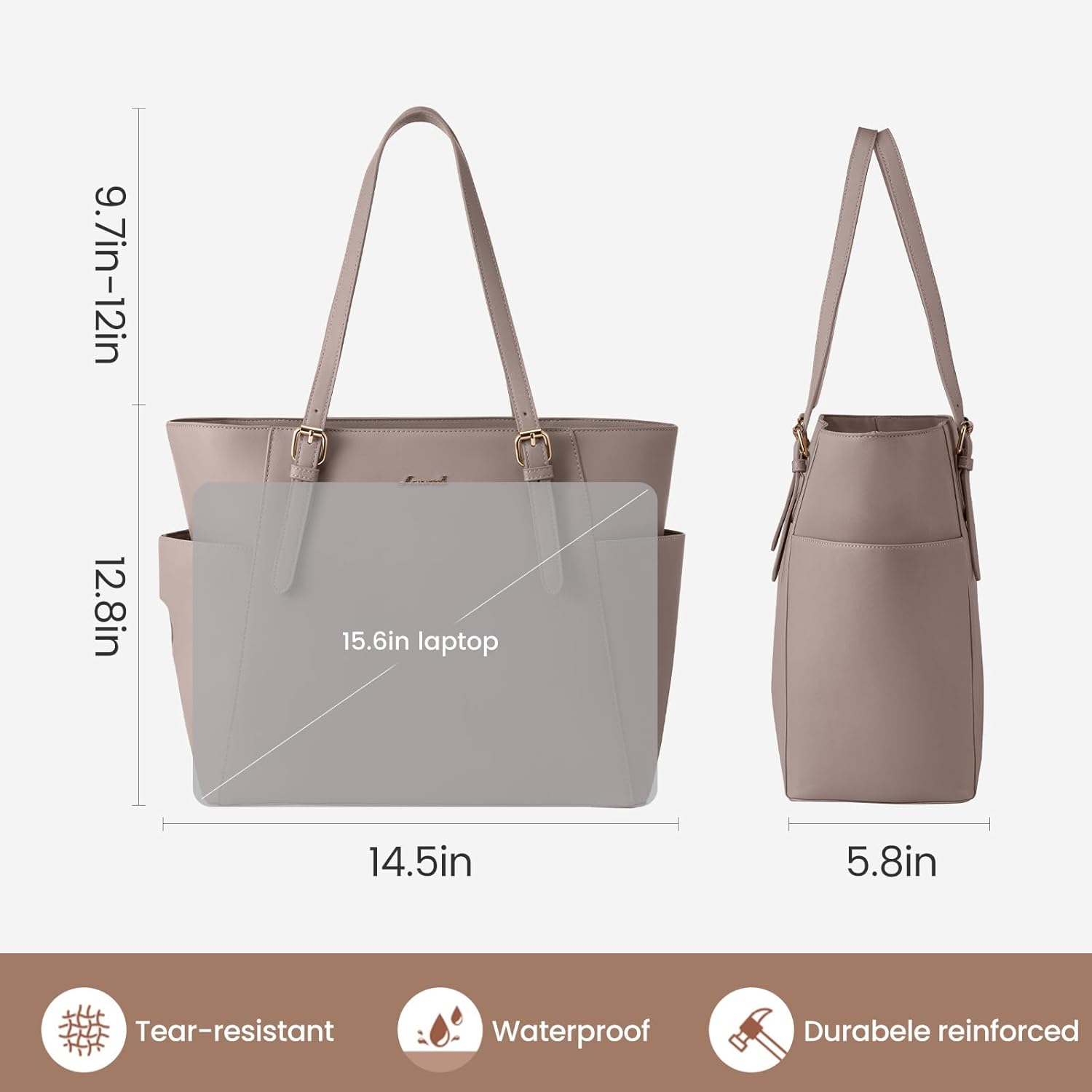 LOVEVOOK Laptop Tote Bag for Women With Large Cup Holder, Leather Work Tote Bag for Women,17.3 Inch Professional Computer Briefcase Business Teacher Commuter Shoulder Bag,Office Travel Gift