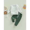 thumbnail image 3 of Elippeo Toddler Boys 2pcs Outfits 6M 12M 18M 24M 3Y Solid Color Long Sleeve Sweatshirt T-shirt and Elastic Casual Pants Suit, 3 of 10
