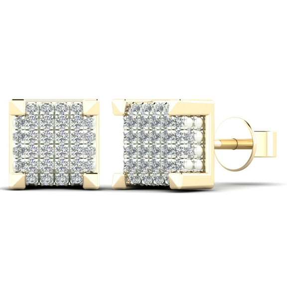 aaXia Men’s 14K Yellow Gold 1/6ct Diamond Square Stud Earrings
