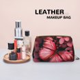 thumbnail image 4 of Bingfone pink butterfly Print Leather Makeup Bag, Portable Hand-held Zipper Female Cosmetic Bag Toiletry Bag, Suitable for Home and Travel, 4 of 6