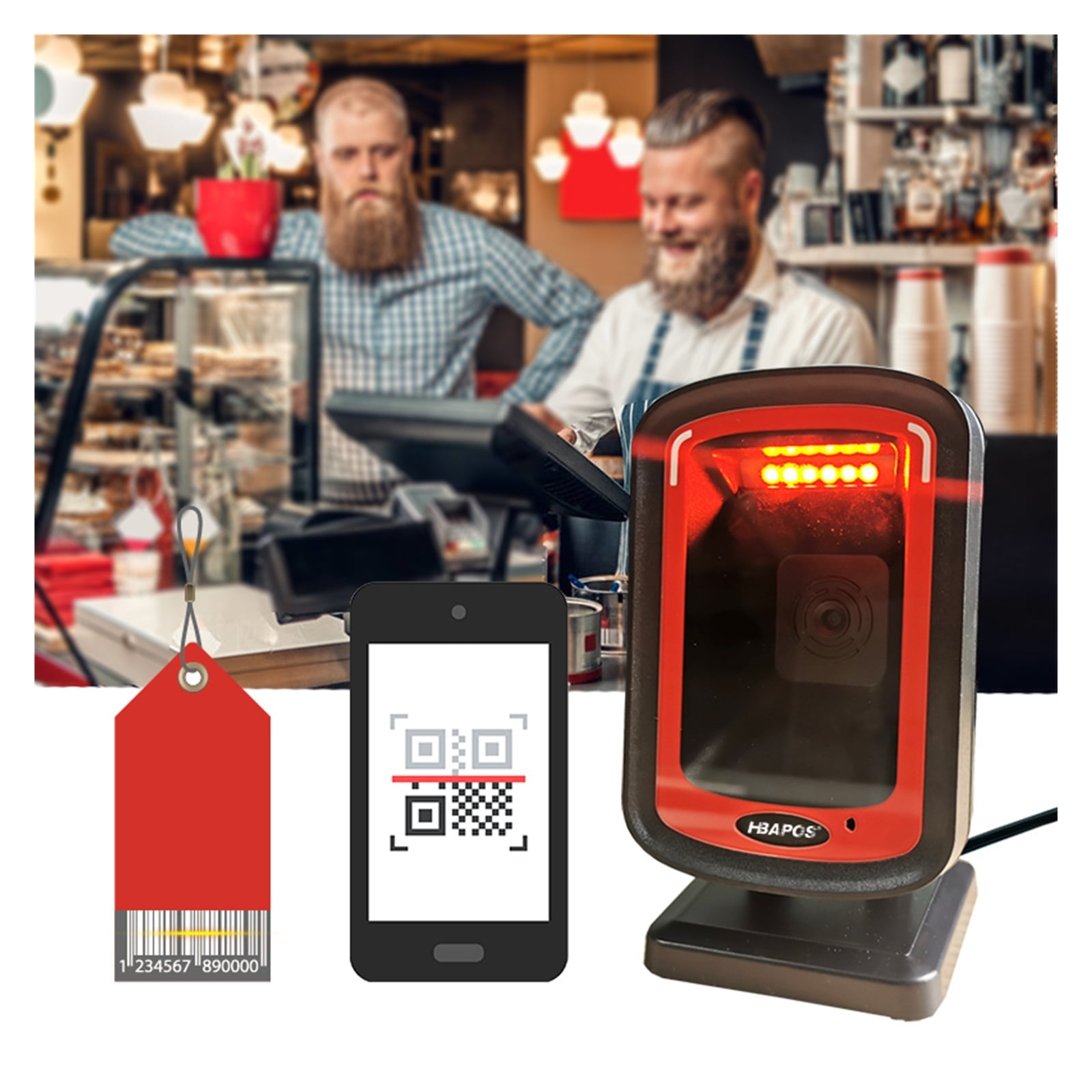 Embedded Barcode Scanner 1D 2D QR-Code Omnidirectional Desktop High-performance Auto Sense Data Code Reader For Supermarket ,Easy to Operate