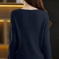 thumbnail image 6 of Cozy Sweaters for Women Casual Long Sleeve Loose V-Neck Knit Solid Color Pullover Tops Navy One Size, 6 of 6