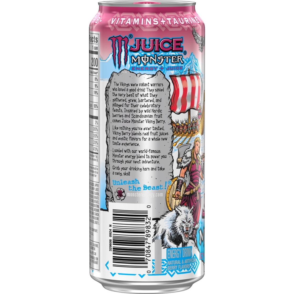 (4 Pack) Monster Energy Juice, Viking Berry, Juice + Energy Drink, 16 Fl Oz