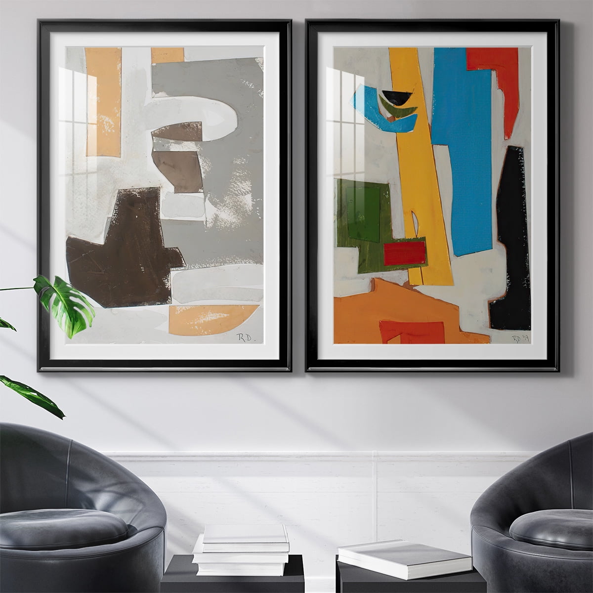 Wexford Home Andalusian Forms III Premium Framed Print, 30.5" x 42.5" - Ready to Hang, Black (Set of 2)
