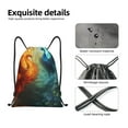 thumbnail image 4 of Saiise Red And Blue Fire Peacock Pattern Sports Drawstring Backpack - String Swim Gym Bag with Wet Proof Pocket for Women&Men-Medium, 4 of 6