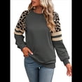 thumbnail image 3 of Sudadera de Cuello Redondo para Mujer, Informal, con de Leopardo, Larga, para Otoño y . Gris Oscuro L, 3 of 9
