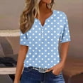 thumbnail image 2 of Polka Dot&nbsp;t-Shirt for Women V-Neck Button Pullover Tee Loose Fits Summer Casual Comfy Daily Tops ,L, 2 of 6