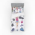 thumbnail image 1 of Ambesonne Fitness Bedding Set 3 Pcs, Cartoon Girl Work, Twin XL, Multicolor, 1 of 3