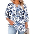 thumbnail image 2 of Babysbule Crewneck with Front Cutout 3/4 Sleeve, Position Print, Blouse & Top (Women's Plus Size), 2 of 6