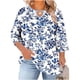 thumbnail image 1 of Blusa de corte delantero de cuello de tripulación de las mujeres de tamaño superior, camiseta de impresión de posición libre de manga 3/4 para el verano, 1 of 6