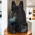 thumbnail image 1 of CNKOO Unisex Mesh Drawstring Backpack - Lightweight Nylon Beach Bag with Shoe Compartment  Adjustable Shoulder Straps & Front Zipper Pocket for Swimming  Fitness & Sports  5 Color Options, 1 of 7