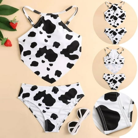 

Cathalem Girls Swim Suit Size 16 Baby Girl Clothes Crisscross Back Cow Swimwear Shorts 2PCS Bikini Kids Baby Girls Swimwear Swimwear White 13-14 Years