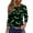 Green, variant on Halloween Shirts for Women Crewneck Blouses Pullover Funny Bat Printed 3/4 Length Sleeve Tunic Tops