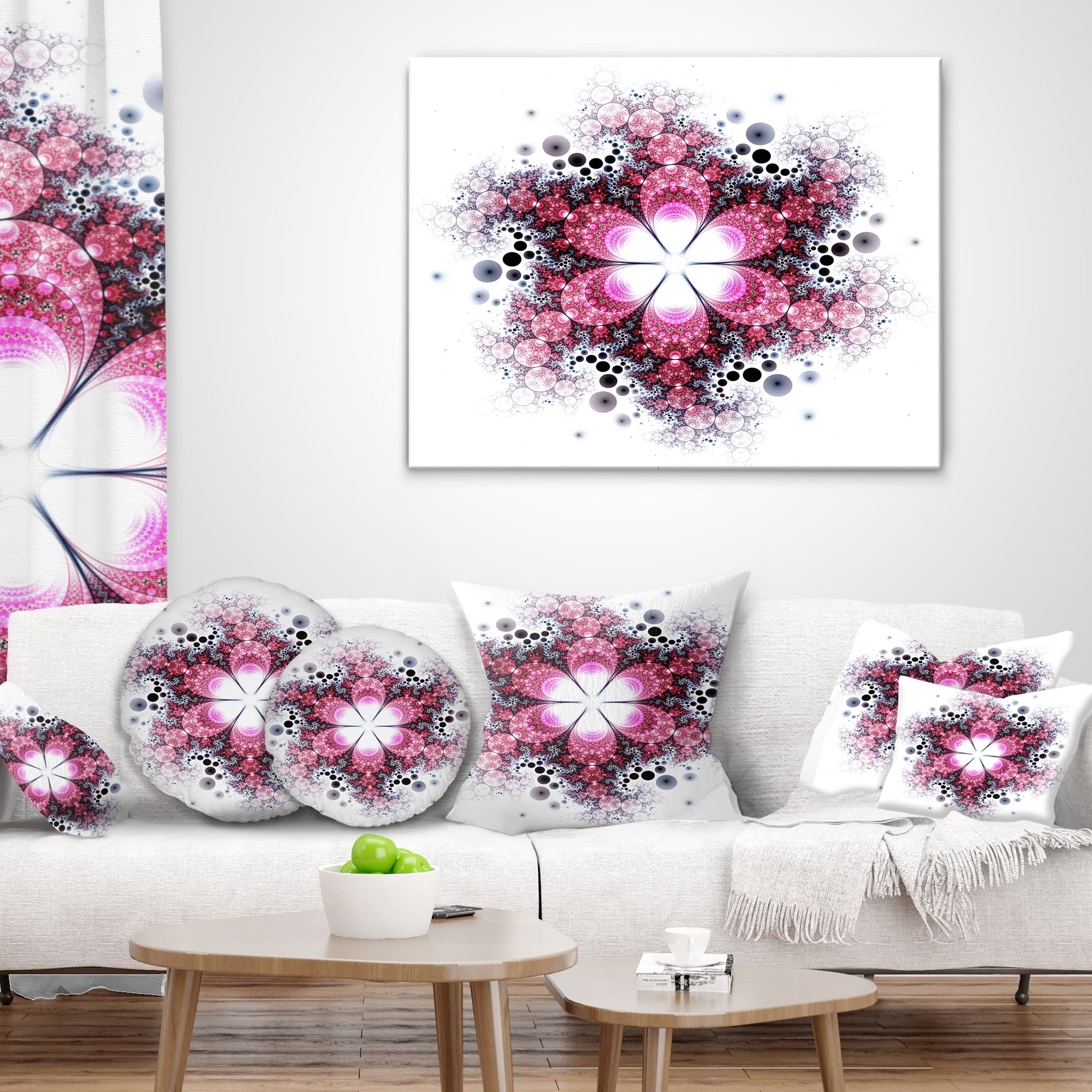 Designart Violet Fractal Flower Pattern - Abstract Throw Pillow - 12x20