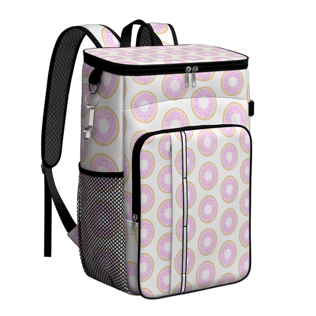 Pastel Donut Pattern Backpack Cooler, Leakproof Lunch Bag for Outdoor Activities and Picnic Use
