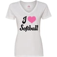 thumbnail image 3 of Inktastic I Love Softball Girls Sports Women's V-Neck T-Shirt, 3 of 5