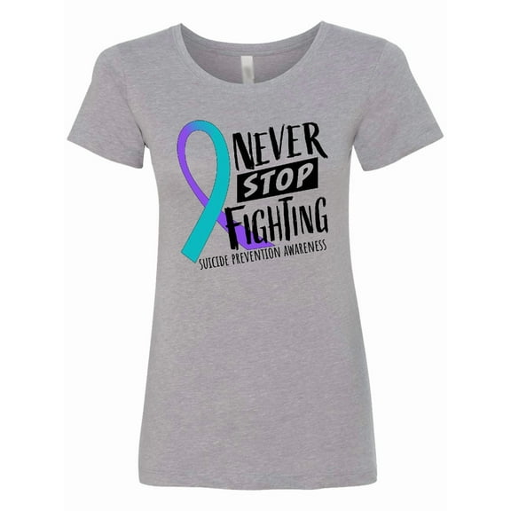 Inktastic Never Stop Fighting Suicide Prevention Awareness Ribbon Women's T-Shirt