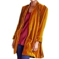 thumbnail image 2 of Women's Casual Velvet Long Cardigan Jacket Loose Suit Style Blazer Outer​​, 2 of 6