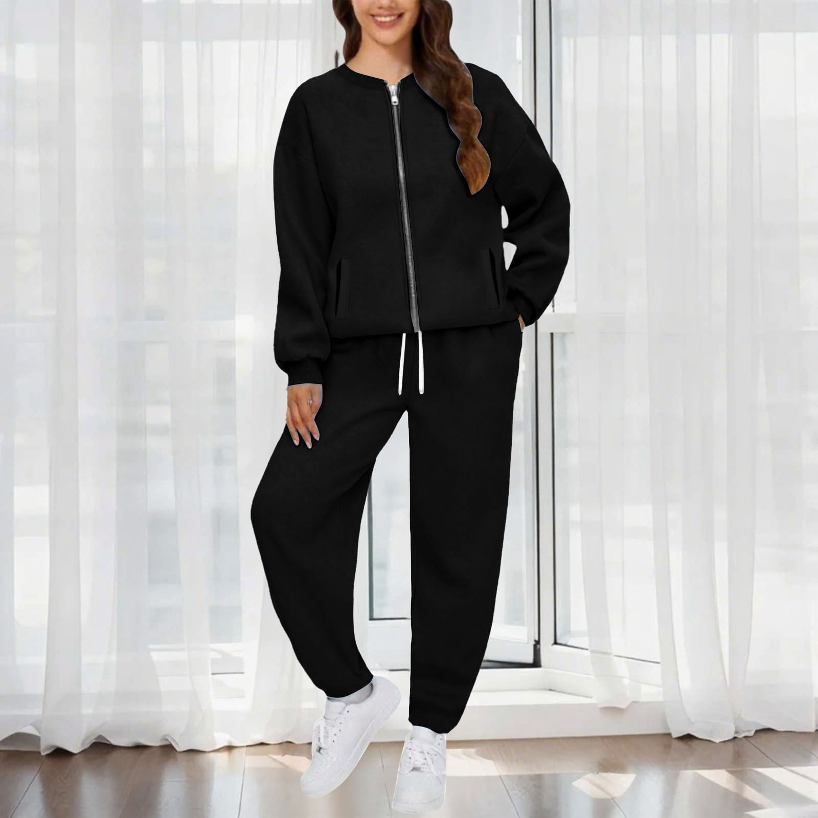 Vaquish 2 セットhoddie and joggers LEKODE Sweat Pants and Hoodie Set Women Matching Sweat Set Two