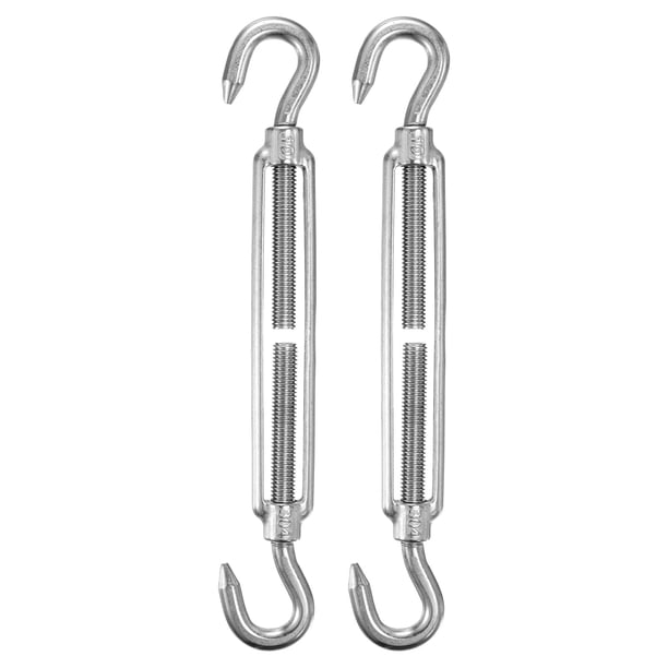 Uxcell 2-Pack Tensor Gancho y Gancho, M10 Tensores de Acero Inoxidable Pesados Ajustables para Tensión de Cuerda