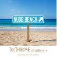 thumbnail image 2 of Nude Beach Coastal Theme Street Sign 16" x 4" Funny Tin Sign Shore Pool Deck Tiki Home Decor, 2 of 4