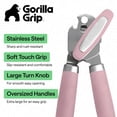 thumbnail image 4 of (2 pack) GORILLA GRIP Stainless Steel Manual Can Opener, Soft Touch Handle, Built-In Bottle Opener, Pink, 4 of 11