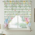 thumbnail image 2 of Easter Eggs Swag Valances for Windows, Kitchen Curtains 36 Inch Length 2 Panels Set, Spring Daisy Eucalyptus Leaves Sage Green Plaid Short Curtains for Small Windows Rod Pocket Cafe Curtains 28"x36", 2 of 8