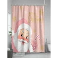 thumbnail image 5 of Pink Santa Christmas Long Shower Curtain Set, Waterproof Shower Curtains for Bathroom, Merry Christmas Snowflake Washable Fabric Cloth Bath Curtain for Bathtub Decoration with Hooks 72x84 Inches, 5 of 6