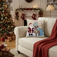 thumbnail image 7 of HomeDM Christmas Pillow Covers 18" x 18" Winter Holiday Decorations Santa Claus Rustic Throw Cushion Case for Sofa Couch Home Decor Single Piece, 7 of 7