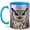 Blue, variant on Owl Portrait Coffee Mug, Wild Bird Mug, Ceramic 11 oz