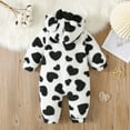thumbnail image 4 of XDZJLR Toddler Animal Jumpsuit Adorable Girls With Heart Bow Design Cozy Winter Romper Soft Fleece Lined Homewear Loungewear Pajamas Black 0-3 Months, 4 of 9