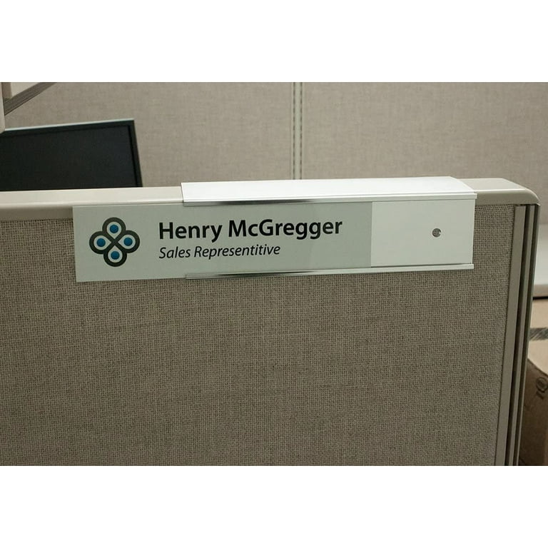 Changeable Cubicle Nameplate Holder - 2 x 8 (Polished Silver - 2 Depth)
