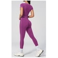 thumbnail image 4 of PISONIC Two Piece Workout Sets for Women Color Block Short Sleeve Tee and High Waist Leggings Gym Yoga Active Wear Outfits, 4 of 6