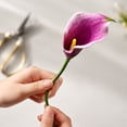 thumbnail image 5 of Artificial Calla Lily, Realistic EVA Faux Flower Stems for Home Wedding Party Floral Arrangement Centerpiece Decoration, Elegant Lifelike White Floral Decor, Dark Purple, 5 of 5