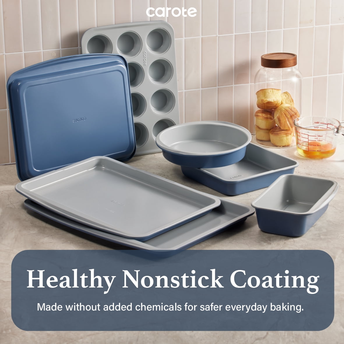 Carote 7-Piece Carbon Steel Nonstick Bakeware Set, Blue