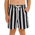 thumbnail image 2 of Likimi Toddler Boys Shorts With Pocket Striped Print Elastic Waist Drawstring Lightweight Summer Comfortnable Shorts Black Size 2-3 Years, 2 of 4