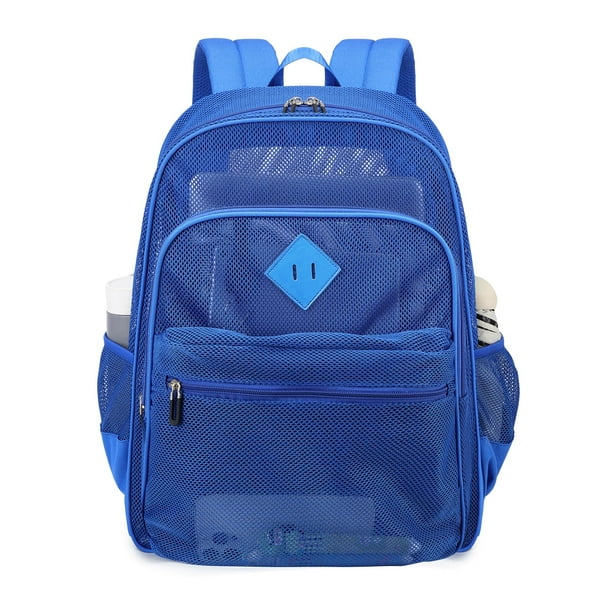 Mochila MOONBABY Mesh Heavy Duty, transparente, para escuela, azul