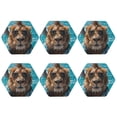 thumbnail image 2 of Pofeuu Hawaiian Swimming Lion Print Leather Coasters Set of 6, Round Cups Mugs Mat Pad for Home Kitchen Heat Resistant Drink Coasters,Hexagon, 2 of 7