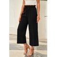 thumbnail image 2 of POGLIP Pantalon Court Droit Taille Haute Paperbag Noir pour Femmes, 2 of 6