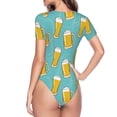 thumbnail image 4 of The Xecao Beer Women's Crew Neck Body Suit, a short-sleeved bodysuit and basic swimsuit, both comfort and style for dating and daily life, 4 of 9